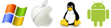Windows, Macintosh, Linux